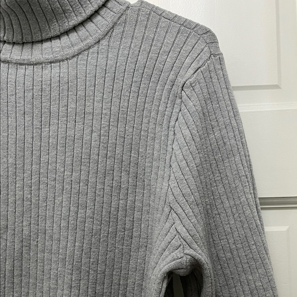 Croft & Barrow Gray Ribbed Cotton Blend Turtle Neck Sweater - Size XL - Picture 8 of 13